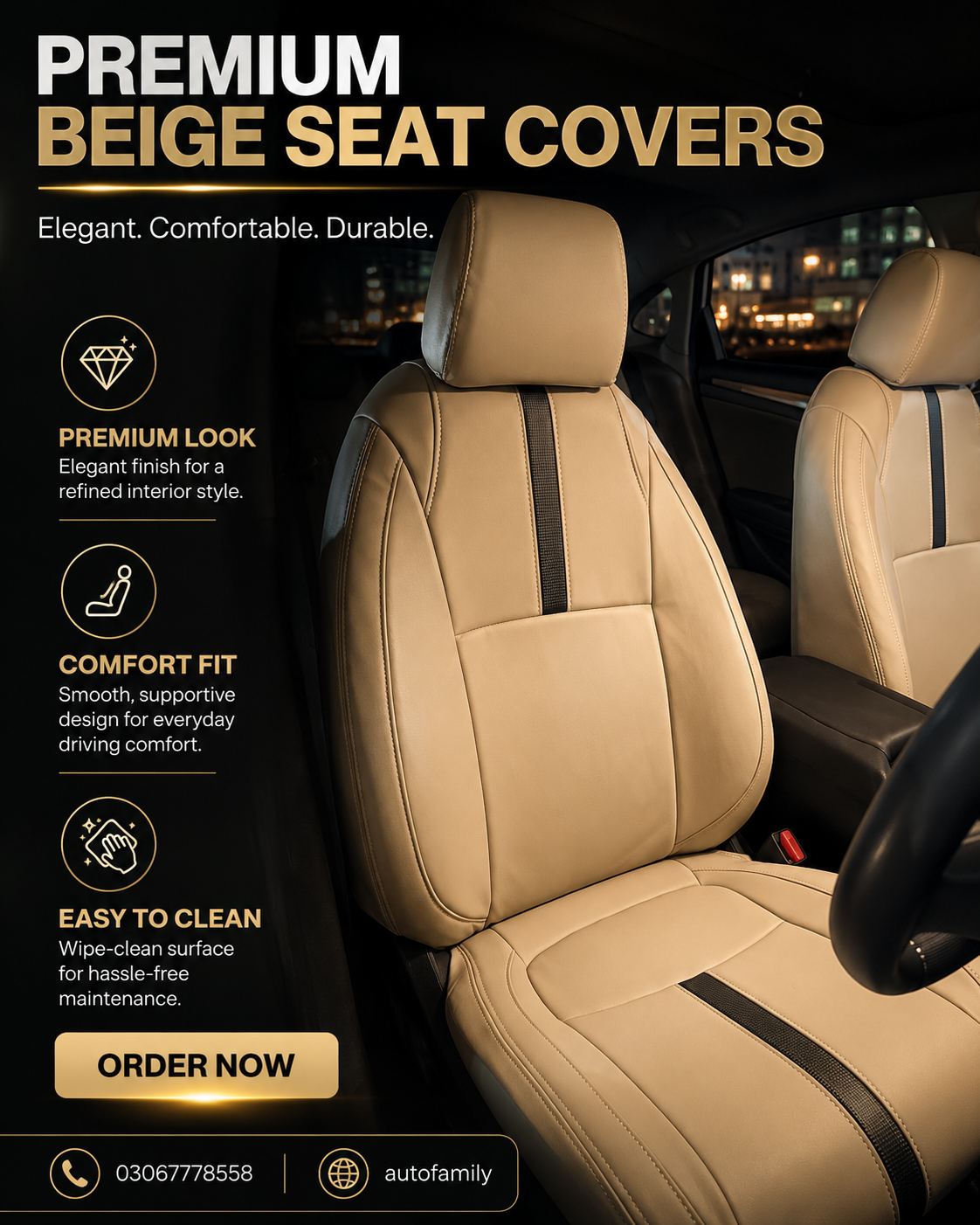 Honda Civic X Type R Design Beige With Black 13 Pcs  2016 - 2021