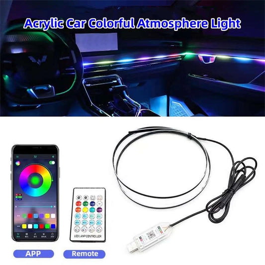 RGB Car Ambient Lights with App Control | USB LED Interior Dashboard Acrylic Strip Lights