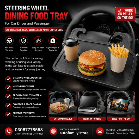 Steering Wheel Dining Food Tray for Car Driver and Passenger Car Table Desk Tray / Vehicle Seat Mount Laptop Desk