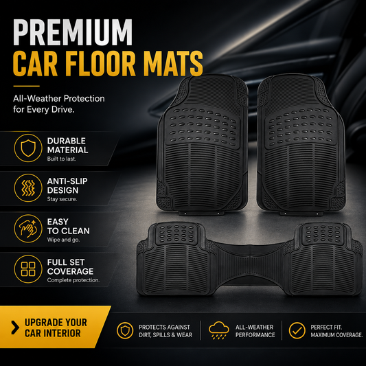 3 Pc Black  Rubber Mats