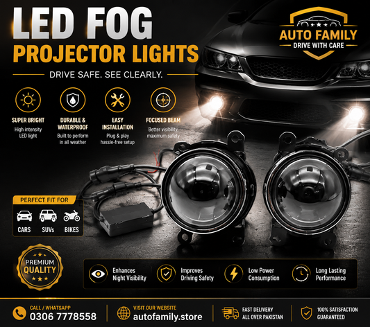 Projector Car LED Fog Light Pair White Yellow 3 Inches -