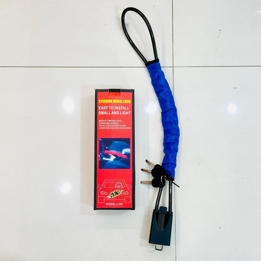 Heavy Duty Car Steering Wheel Lock | Universal Anti-Theft Seat Belt Security Lock with Steel Cable & 2 Keys
