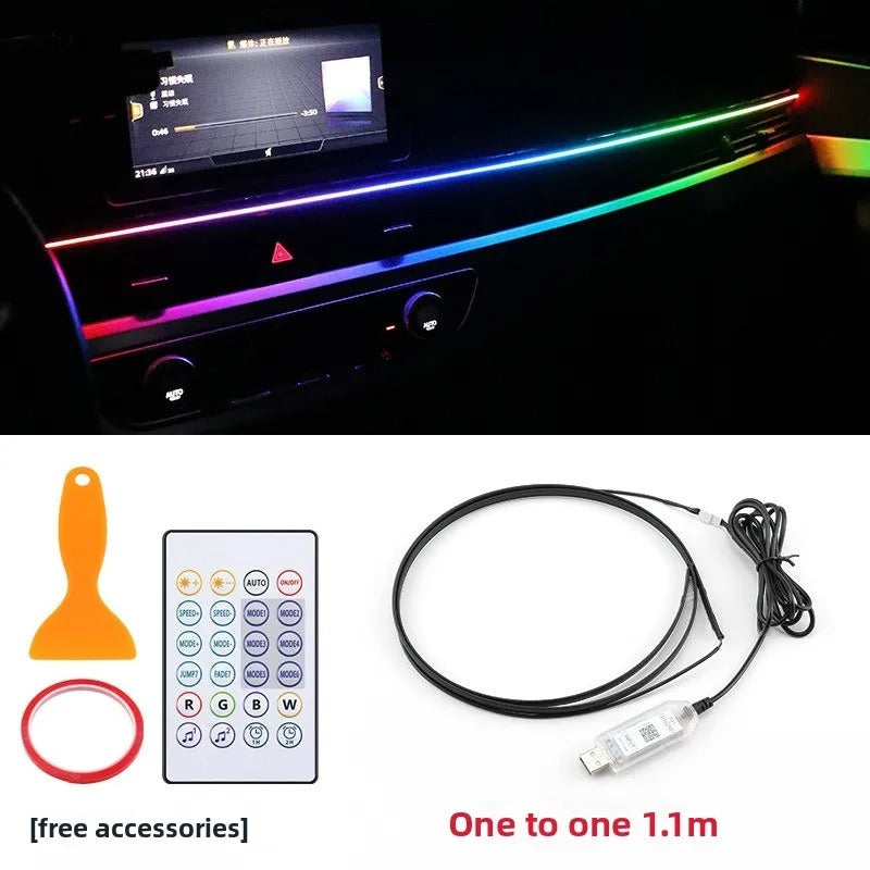 RGB Car Ambient Lights with App Control | USB LED Interior Dashboard Acrylic Strip Lights