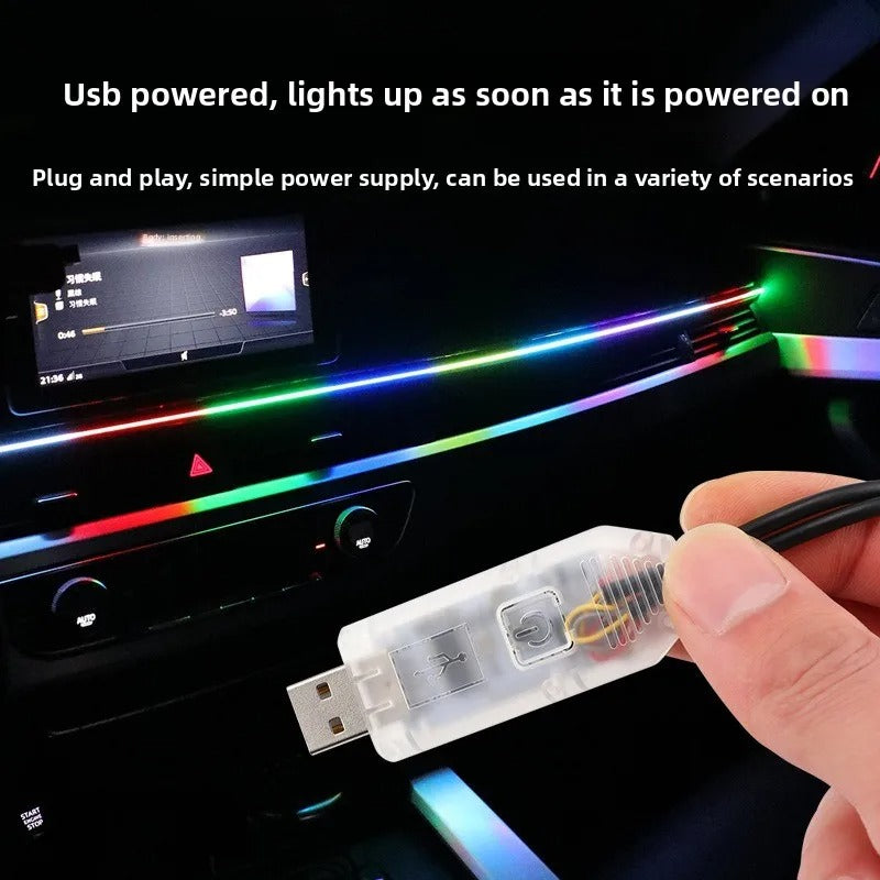 RGB Car Ambient Lights with App Control | USB LED Interior Dashboard Acrylic Strip Lights