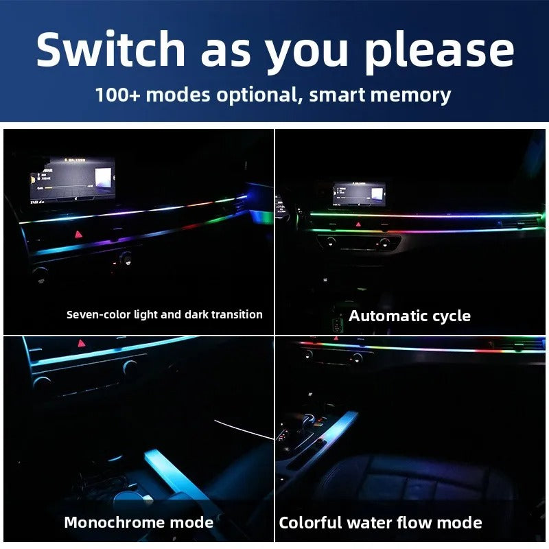 RGB Car Ambient Lights with App Control | USB LED Interior Dashboard Acrylic Strip Lights