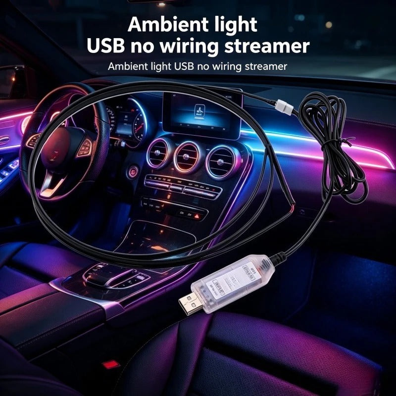 RGB Car Ambient Lights with App Control | USB LED Interior Dashboard Acrylic Strip Lights