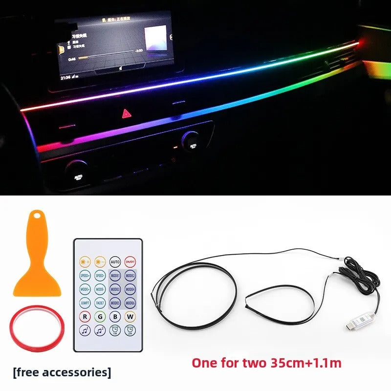 RGB Car Ambient Lights with App Control | USB LED Interior Dashboard Acrylic Strip Lights