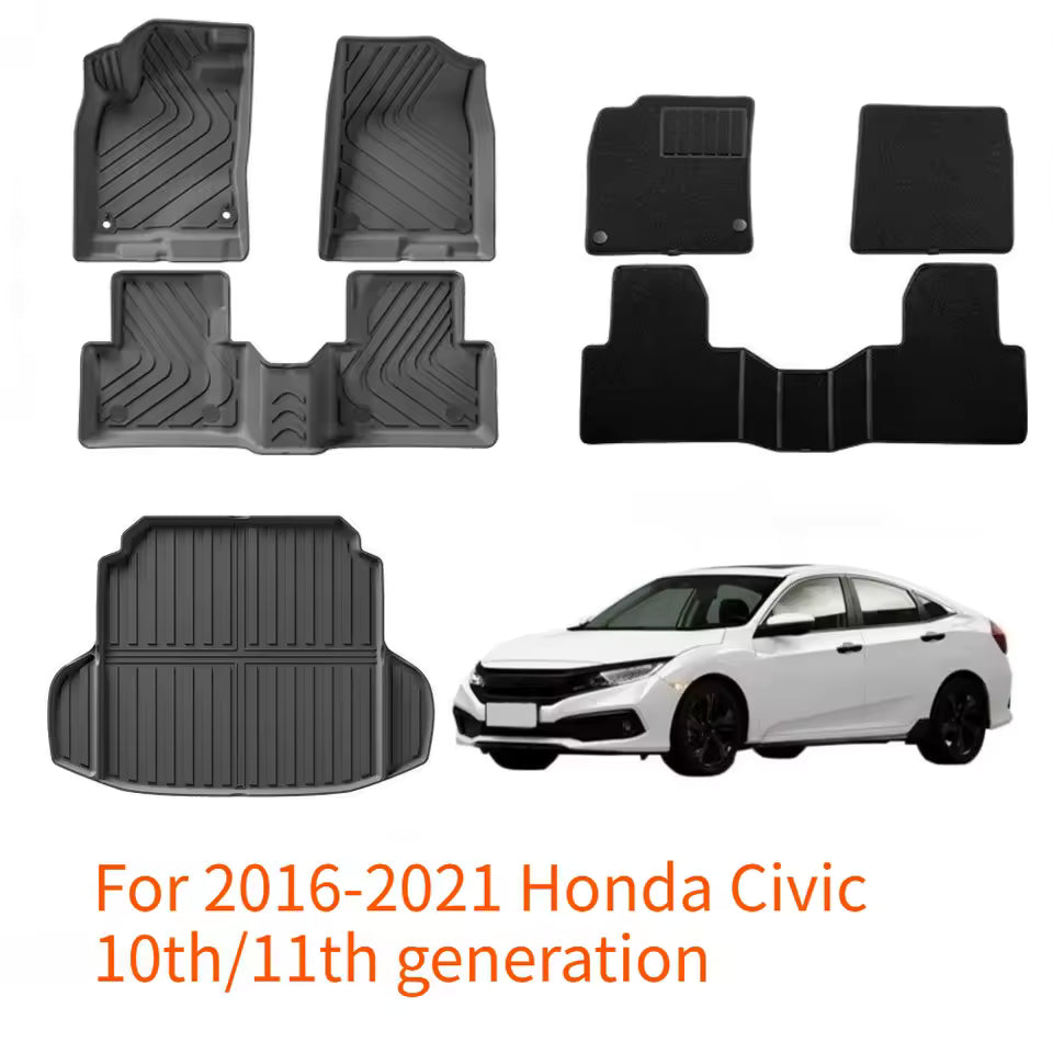 For 2016-2021 Honda Civic 10/11 Generation Car Floor Mats TPE Floor Mats for Special Cars Trunk Mats