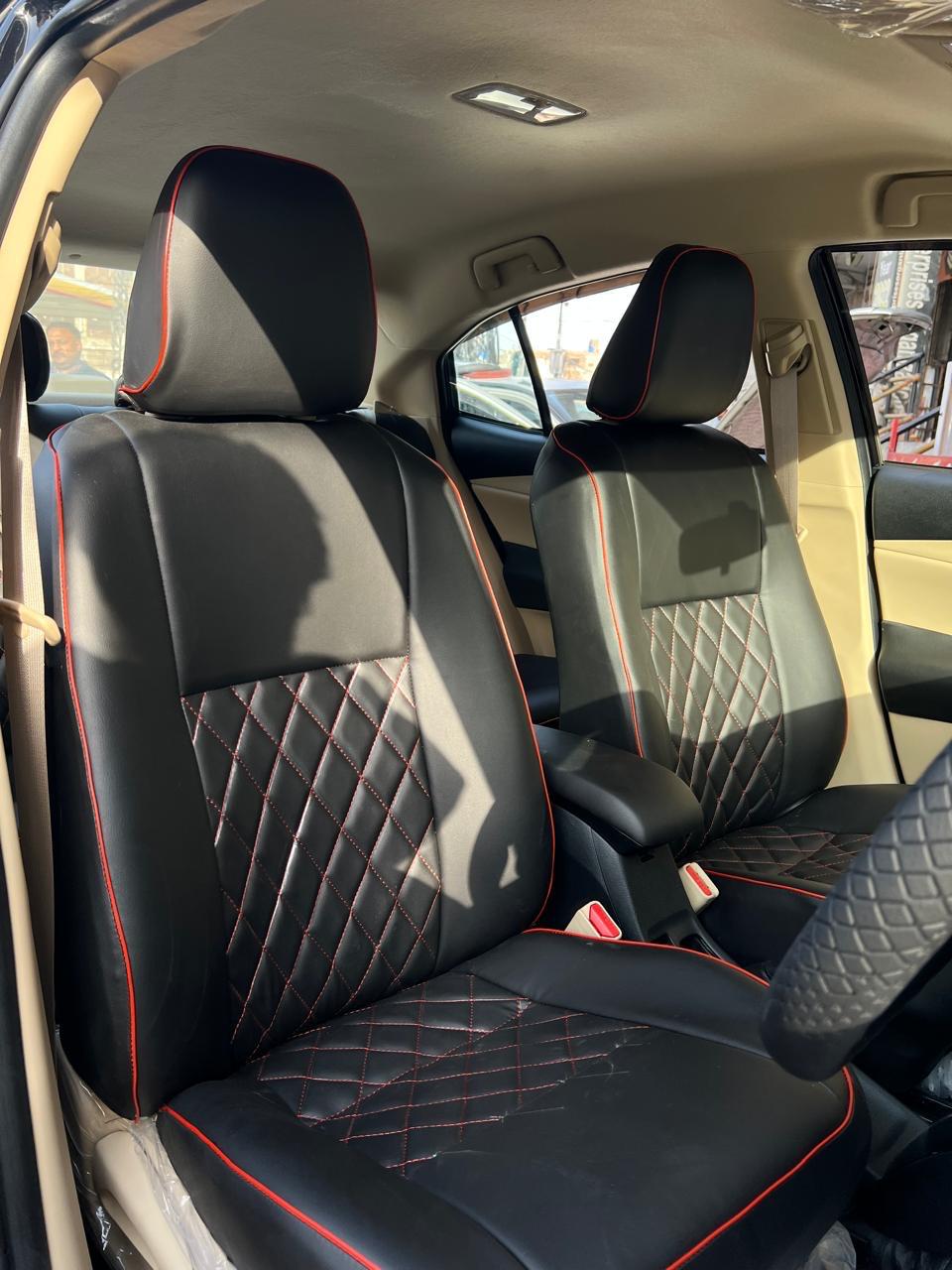 Seat Cover | Toyota Yaris Diamond Cut Black Red Seat Covers