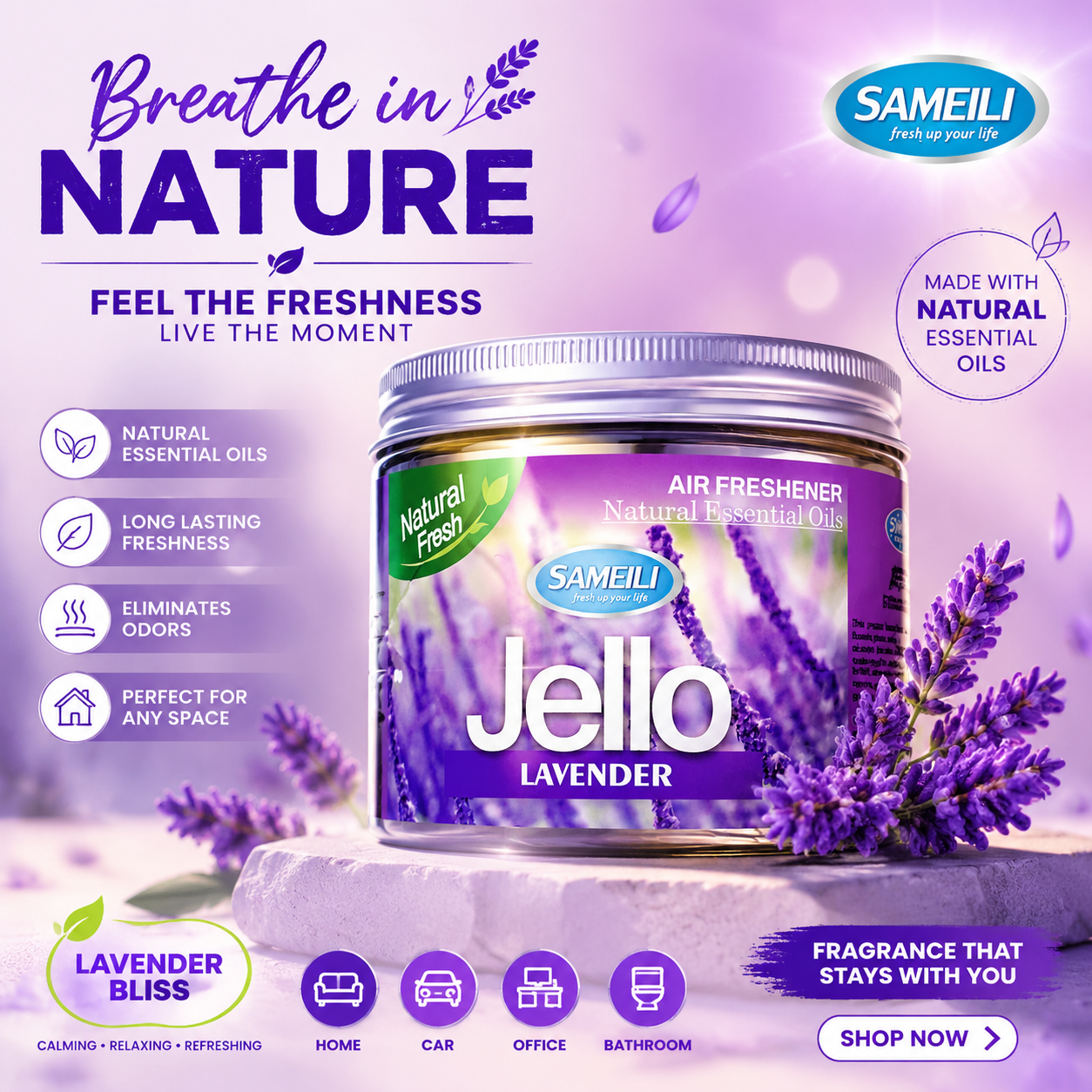 Solid Car Air Freshener Balm | Long Lasting Car Air Freshener & Deodorizer for Home, Office & Bathroom