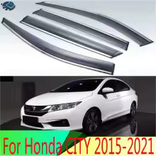 For Honda CITY 2015-2021 Car accessories  Plastic Exterior Visor Vent Shades Window Sun Rain Guard Deflector 4pcs 2016 2017 2018