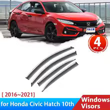Deflectors for Honda Civic Hatchback Hatch 10th FC FK 2016~2021 Accessories Car Side Window Visors Rain Eyebrow Guards Sun Visor